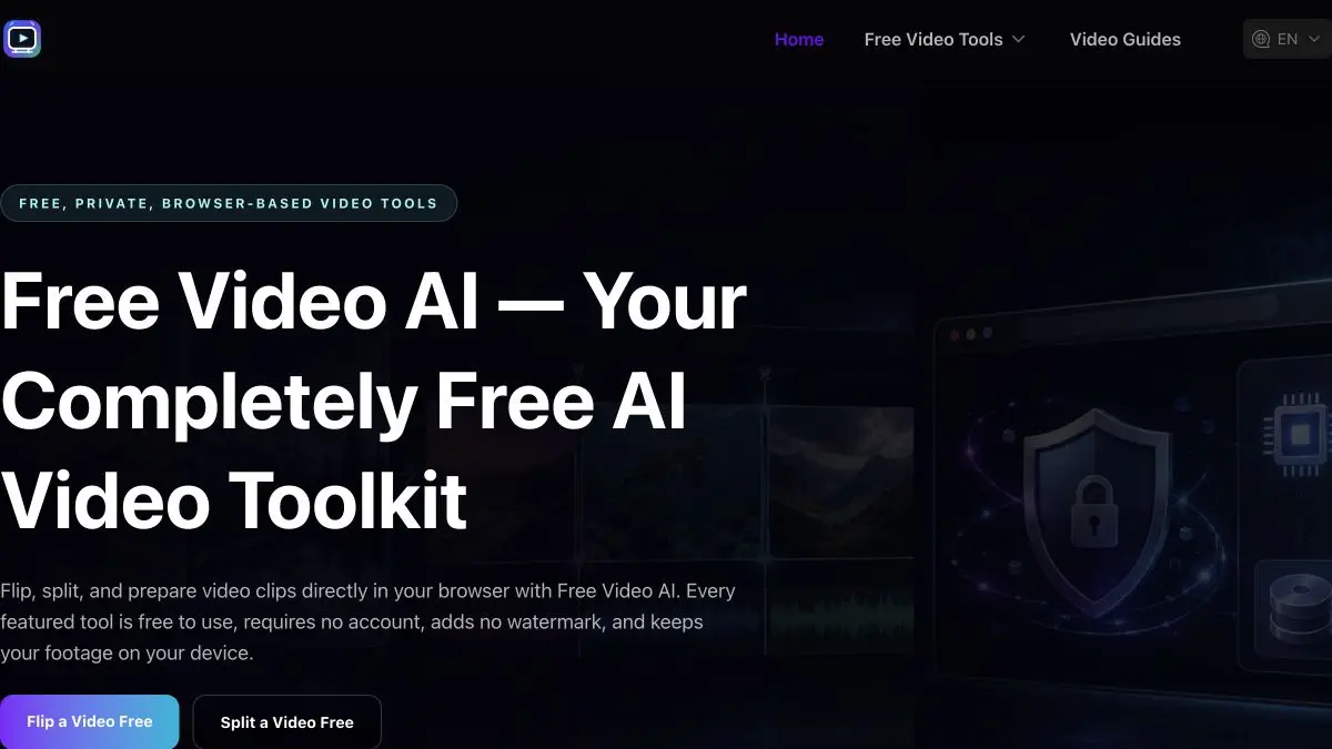 Vista previa de la página de inicio de Free Video AI