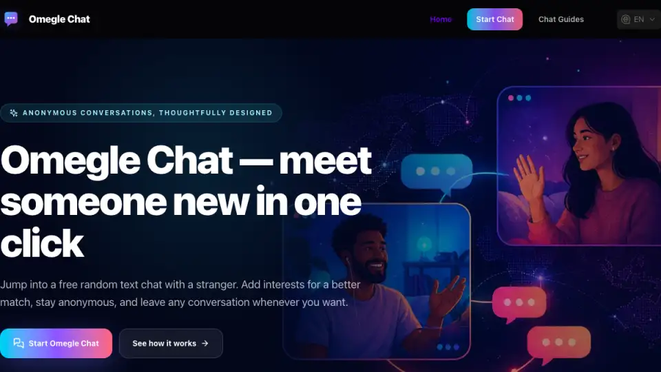 Vista previa de la página de inicio de Omegle Chat